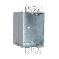 RACO® 591 Gangable Switch Box, Steel, 18 cu-in, 1 Gang, 1 Outlet, 9 Knockouts