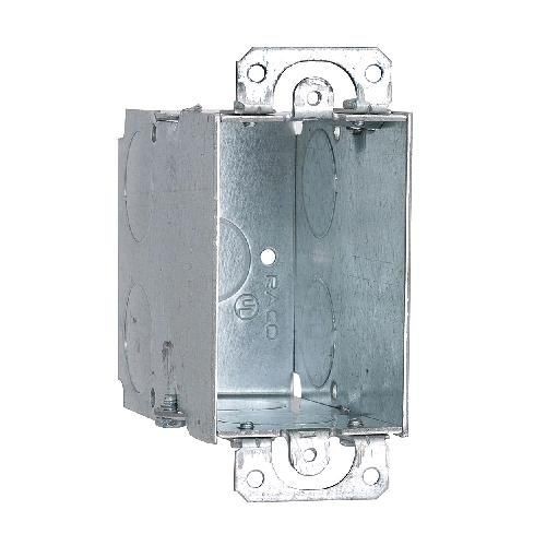 RACO® 591 Gangable Switch Box, Steel, 18 cu-in, 1 Gang, 1 Outlet, 9 Knockouts