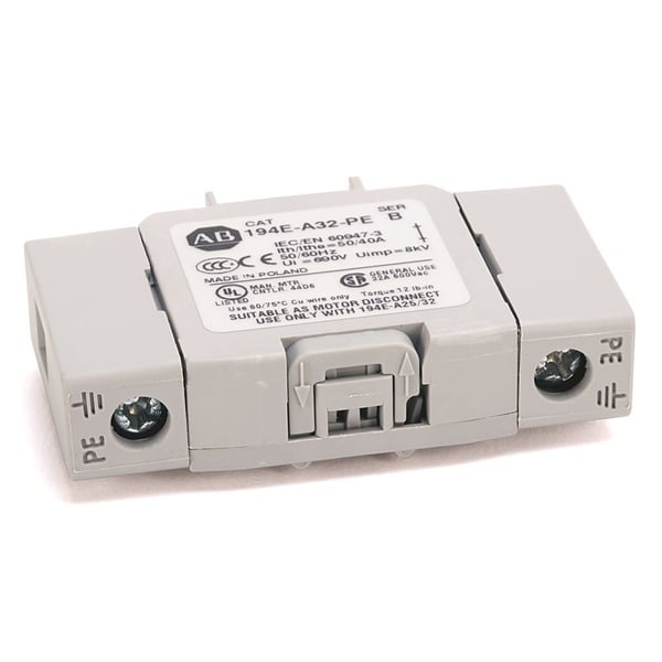 194E-A32-PEAllen-Bradley 194E-A32-PE 194E Accessories, Earthing / Grounding Terminal, 25 - 32 Amp, Base / DIN Rail