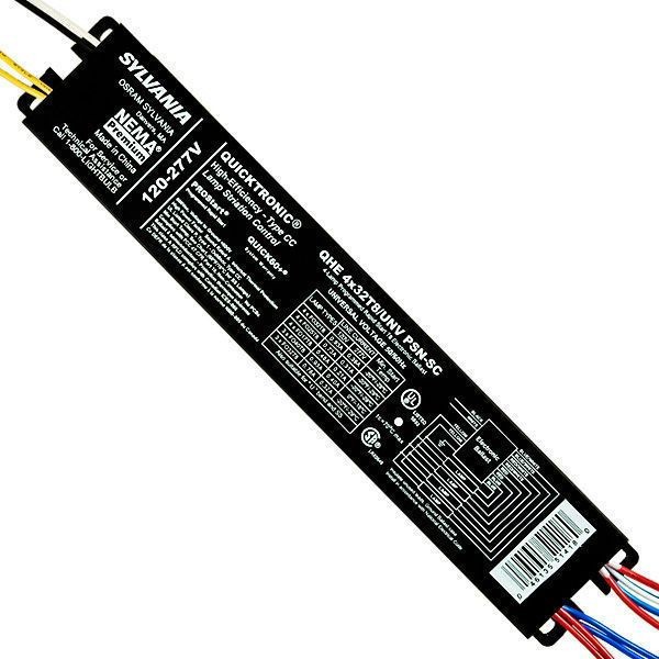 51418Sylvania QUICKTRONIC® QHE-4X32T8/UNV-PSN-SC-B/51418 High Efficiency Electronic Fluorescent Ballast, T8 Lamp, 32 W Lamp, 120/277 VAC, Programmed/Rapid, 0.88 Ballast Factor