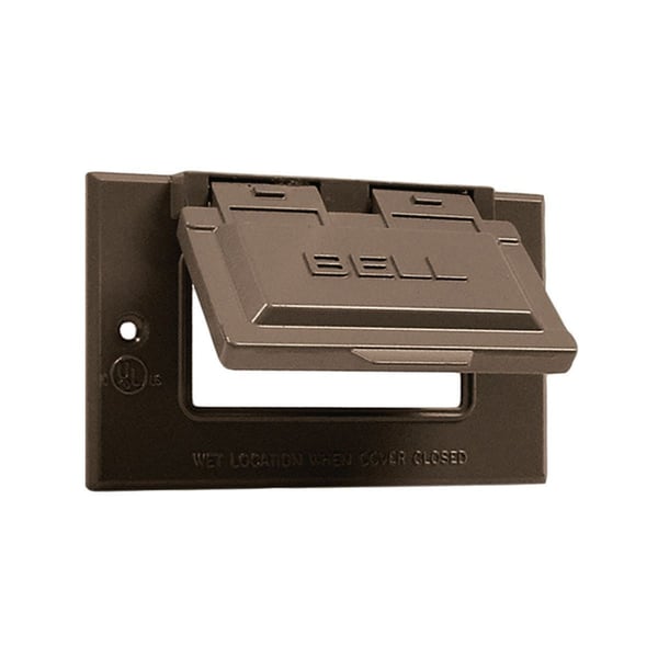 5101-2BELL® Rayntite® 5101-2 GFCI Weatherproof Flip Cover, 3-13/16 in L x 2-13/16 in W x 3/4 to 2-7/8 in D, Die Cast Aluminum
