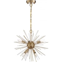 60/6992NUVO® by SATCO 60/6992 Cirrus Non-Dimmable Transitional Chandelier With Glass Rod, (6) G25 Incandescent Lamp, 120 VAC, Vintage Brass Housing