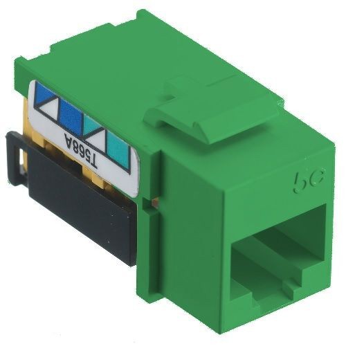 PREMISE WIRING netSELECT® NSJ5EGN 8-Position Standard Universal A/B Modular Jack, Cat 5e Module, Threaded/Keystone Mount, Thermoplastic, Green