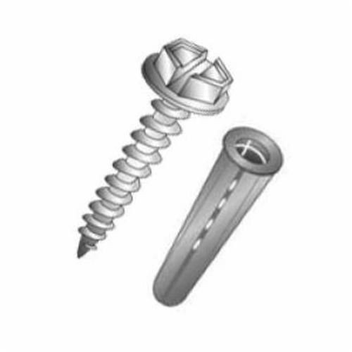 Cully™ 39910 Conical Light Duty Anchor Kit, #10 x 1 in Screw, 1/4 in Drill, 1 in Minimum Embedment Depth, Hex Washer Head, 201 Pieces, Plastic/Steel, Red