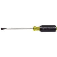 Klein® Cushion-Grip® 605-6 Heavy Duty Screwdriver, 1/4 in Cabinet Point, Steel Shank, 10-11/32 in OAL, Rubber Handle, Polished Chrome, ANSI/ASME Specified