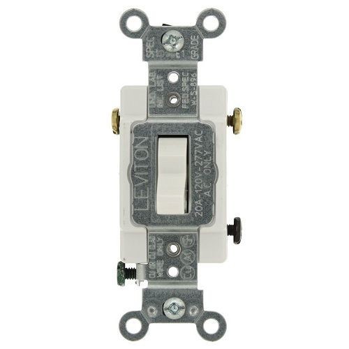 Leviton® CS320-2W 3-Way Grounding AC Quiet Toggle Switch, 120/277 VAC, 20 A, 800 W, 1000 VA Power Rating