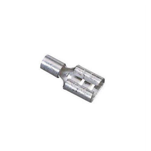 IDEAL® 83-9481 Bare Female Disconnect Terminal, 16 to 14 AWG Conductor, 0.25 x 0.032 in Tab, Shouldered Barrel, Brass, Metallic