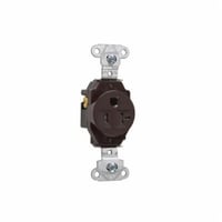 TR5351Pass & Seymour® TR5351 Single Tamper-Resistant Straight Blade Receptacle, 125 VAC, 20 A, 2 Poles, 3 Wires, Brown