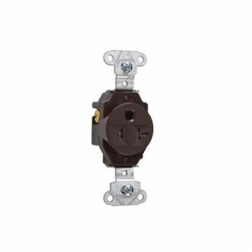TR5351Pass & Seymour® TR5351 Single Tamper-Resistant Straight Blade Receptacle, 125 VAC, 20 A, 2 Poles, 3 Wires, Brown