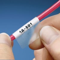 Panduit® PAN-CODE™ S050X150YAJ Self-Laminating Label, 1-1/2 in L x 1/2 in W, Without Imprint Legend, White, Polyester