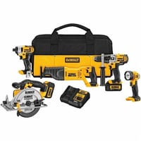DeWALT® DCK590L2 5-Tool Compact Cordless Combination Kit, 5 Pieces, Yellow