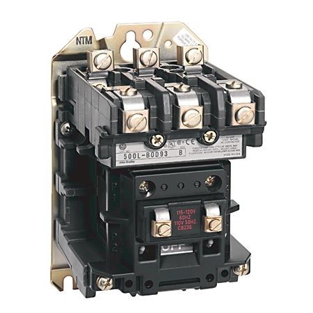 Allen-Bradley 500L-BOF93 Lighting CNTCR, Size 1, 30 A, 3 Power poles, Lighting Contactor, Open Style, Open, 277V 60Hz, No Option