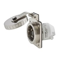 Wiring Device-Kellems Twist-Lock® HBL303SS 1-Phase Grounding Hull Inlet With Mounting Screw, Gasket, 125 VAC, 30 A, 2 Poles, 3 Wires, Stainless Steel