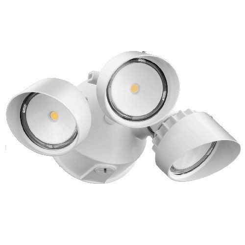 Lithonia Lighting® OLF 3RH 40K 120 WH M4 3 Head Round Motion Security Flood Light, Static LED Lamp, 31 W Fixture, 120 VAC, White Housing