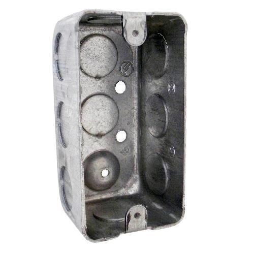 Appleton® 4CS-1/2 Handy Box With Knockouts, Steel, 13 cu-in, 1 Gang , 10 Outlets, 10 Knockouts