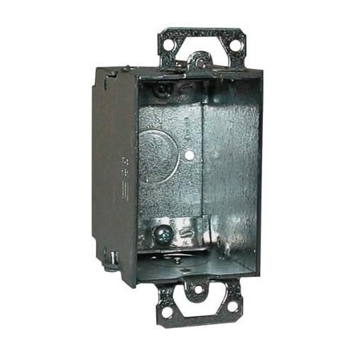 RACO® 519 Gangable Switch Box, Steel, 12.5 cu-in Capacity, 1 Gangs, 1 Outlets, 5 Knockouts, 2 in H x 4.22 in W x 2.5 in D