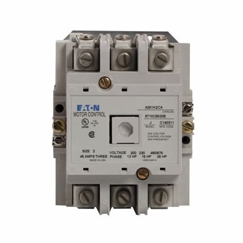 EATON A201K2BA Full Voltage Non-Reversing NEMA Contactor, 110/120 VAC V Coil, 45 A, 1NO Contact, 2 Poles