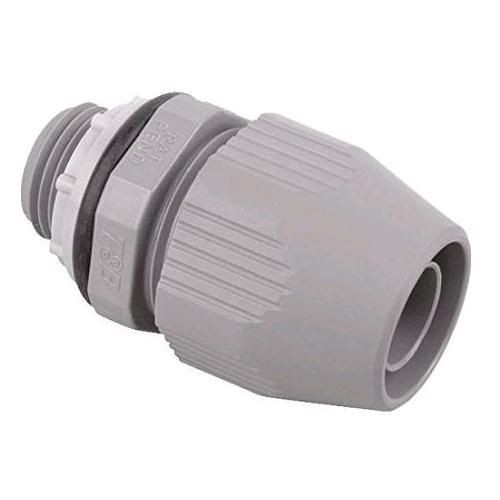 Steel City® LT-501 Straight Liquid Tight Conduit Connector, 1/2 in Trade, Plastic