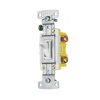 Wiring Device-Kellems tradeSELECT® RS315SW 3-Way 2-Position Compact Residential Grade Self-Grounding Toggle Switch, 120 VAC, 15 A, 1800 W