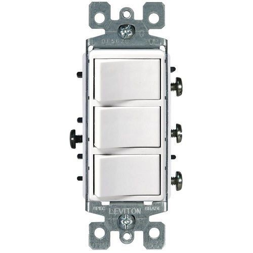 thumbnail image 2 of Leviton 5643-W Decora Traditional 3-Way Combination AC Switch - White, 120/277V 2 of 3