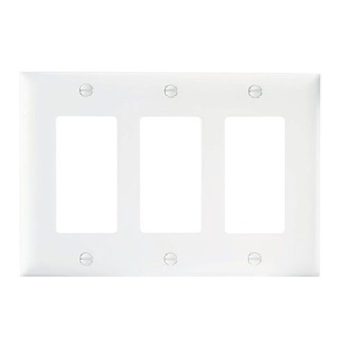 Pass & Seymour® TradeMaster® TP263-W 3-Port Standard Wallplate, 3 Gangs, 6.563 in W x 4.7 in H, Nylon/Thermoplastic, White