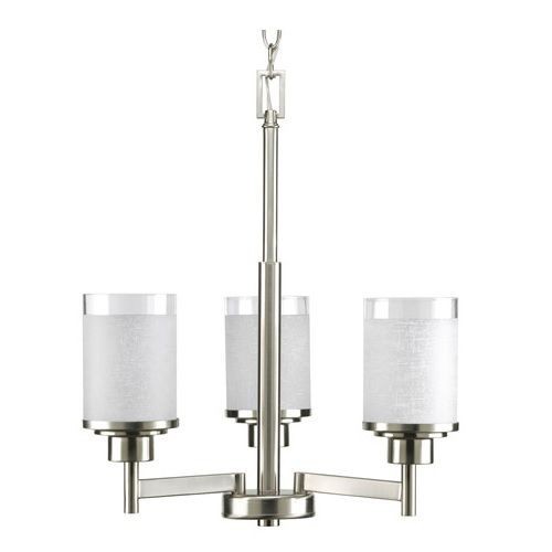Progress Lighting® P4458-09 Alexa Contemporary/Farmhouse/Modern/Mid-Century Modern/Soft/Transitional Chandelier, (3) A19 Incandescent Lamp, 120 VAC, Nickel Plated Housing