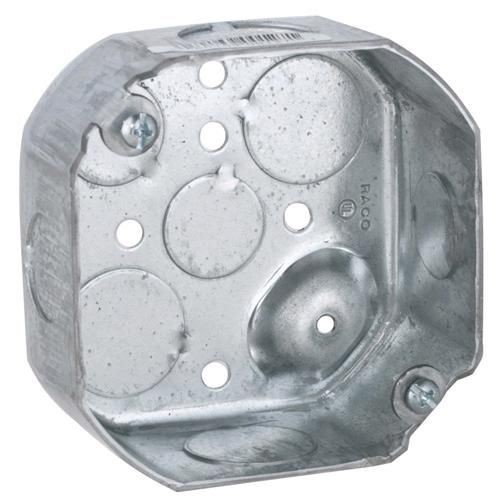 RACO® 127 Octagon Box, Steel, 15.5 cu-in, 8 Knockouts