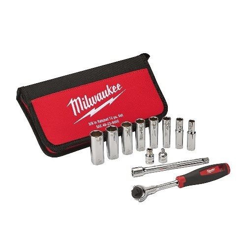 Milwaukee® 48-22-9001 Socket Set, 3/8 in Drive, 12 Pieces, Included Socket Size: Yes