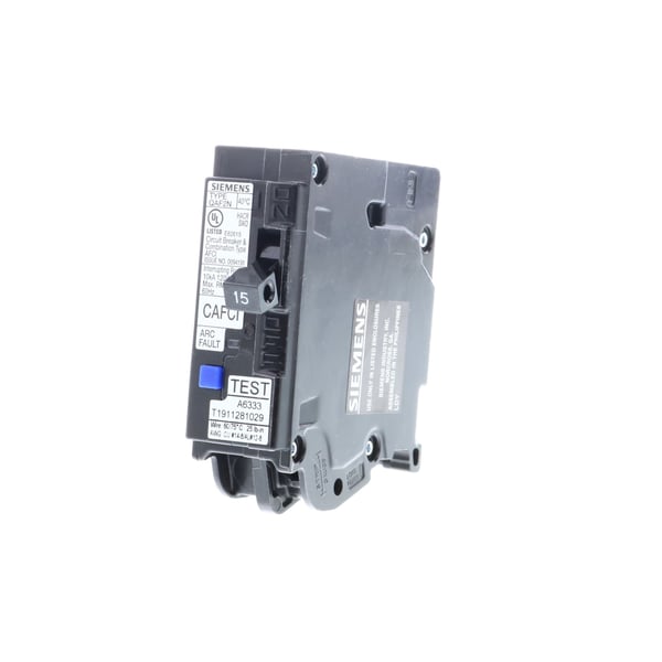 Siemens QA115AFCN Low Voltage Arc-Fault Combination Circuit Breaker, 120 V, 15 A, 10 kA at 120 V Interrupt, 1 Pole