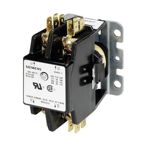 Siemens 45EG20AF Definite Purpose Contactor, 120 VAC Coil, 30 A Max Load, 0NC, 2 Poles