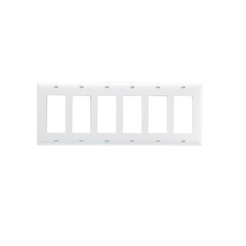 Pass & Seymour® SP266-LA Standard Decorative Wallplate, 6 Gangs, Light Almond, 5 in, Thermoplastic
