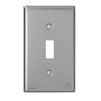 Leviton® 84001 Standard Size Traditional Combination Wallplate, 1 Gang, 4-1/2 in H x 2-3/4 in W, 430 Stainless Steel