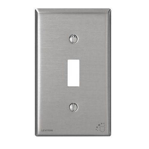 Leviton® 84001 Standard Size Traditional Combination Wallplate, 1 Gang, 4-1/2 in H x 2-3/4 in W, 430 Stainless Steel
