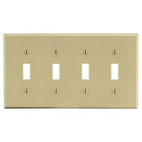 P4IPREMISE WIRING Wiring Device-Kellems P4I Non-Metallic Standard Wallplate, 4 Gangs, 4.63 in L x 8.31 in W, Polycarbonate Thermoplastic, Ivory