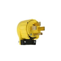 Pass & Seymour® 5745-AN Angled Wire Grounding Power Outlet Plug, 250 VAC, 50 A, 3 Poles, 4 Wires, Yellow