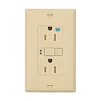 EATON Eaton Wiring Devices TWRSGF15V Duplex Self-Test Tamper Weather-Resistant GFCI Receptacle, 125 VAC, 15 A, 2 Poles, 3 Wires, Ivory