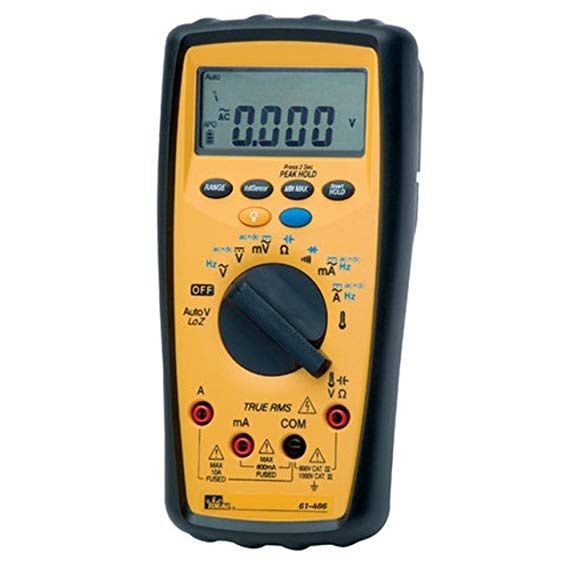 IDEAL® 61-486 480 Commercial Grade Digital Multimeter, 60 mV to 1000 VAC/VDC, 60 mA to 10 A AC/DC, 600 Ohm to 40 MOhm, Backlit Display
