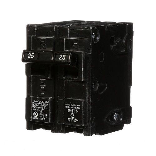 Siemens Q225 Type QP/MP Low Voltage Miniature Molded Case Circuit Breaker With INSTA-WIRE, 120/240 VAC, 25 A, 10 kA Interrupt, 2 Poles, LI/Thermal Magnetic Trip