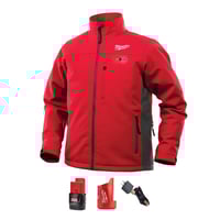 Milwaukee® 202R-212X Insulated Heated Jacket Kit, 2X, Red, Polyester/Brushed Tricot Lining, 46 to 48 in Chest, Resists: Water and Wind