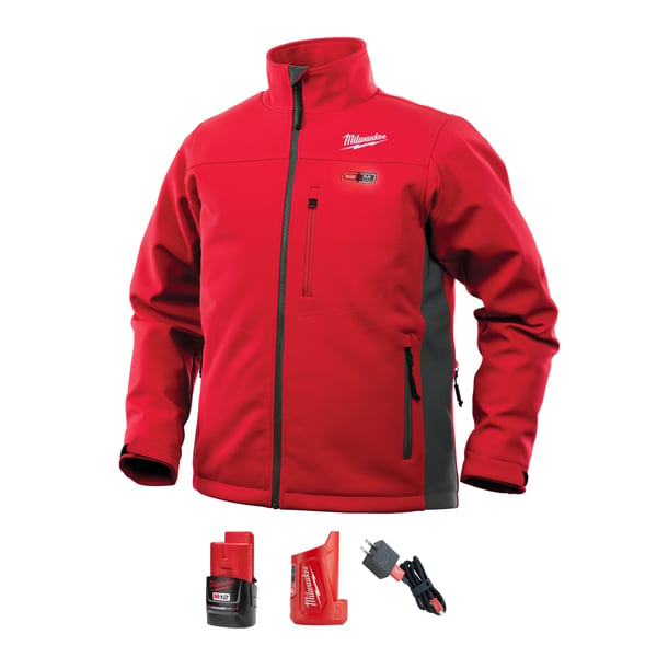 Milwaukee® 202R-21L Insulated Heated Jacket Kit, L, Red, Polyester/Brushed Tricot Lining, 42 to 44 in Chest, Resists: Water and Wind
