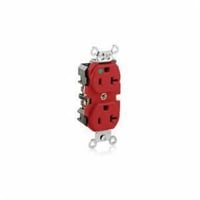 8300-HRLeviton® 8300-HR Heavy Duty Slim Body Straight Blade Duplex Receptacle, 125 VAC, 20 A, 2 Poles, 3 Wires, Red