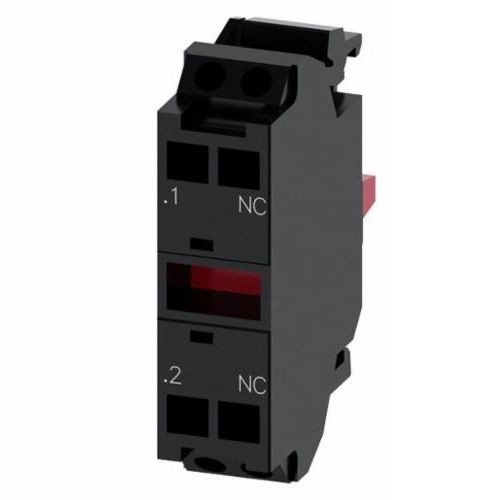 SIRIUS 3SU14001AA103CA0 Contact Module With Contact Element, 1NC, 10 A at 5 to 500 VAC/VDC, For Use With Front Plate Mounting, Silver Alloy Contact