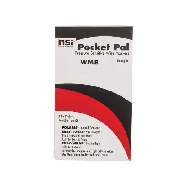 WMB-3NSI Pocket Pal WMB-3 Pre-Printed Wire Marker Book, 6 in L x 3-1/4 in W, Black on White, Vinyl Impregnated Cloth Film
