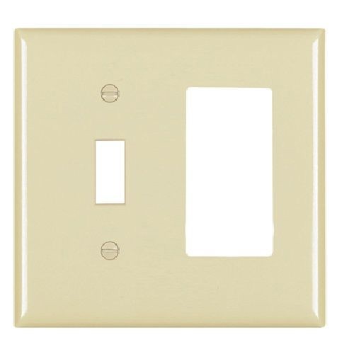 Pass & Seymour® TradeMaster® TP126-I Standard Combination Wallplate, 2 Gangs, Ivory, 4.7 in, Thermoplastic