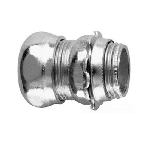 EATON Crouse-Hinds 655 Non-Insulated Straight Compression Connector, 2 in Trade, For Use With EMT Conduit, Steel, Zinc Plated