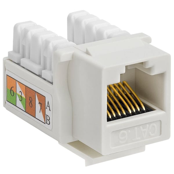 KMJA612OCC® KMJA612 8-Position Modular Jack, Cat 6 Module, Keystone Mount, Thermoplastic, Bright White