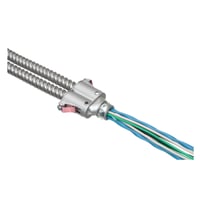 414110STArlington Snap2IT® 414110ST Duplex Cable Connector, 3/8 in Trade, 1/2 in Knockout, 0.525 to 0.64 in Cable Openings, Die Cast Zinc