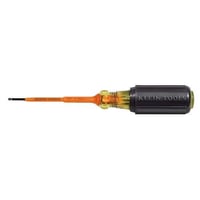 Klein® 607-3-INS Screwdriver, 3/32 in Cabinet Point, 6-3/4 in OAL, Plastic Handle, Black Oxide, ASTM F1505