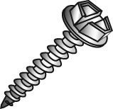 77424JMinerallac® 77424J Self-Tapping Sheet Metal Screw, #14-10, 1-1/2 in OAL, Hex Washer Head, Slotted Drive, Steel, Zinc Plated