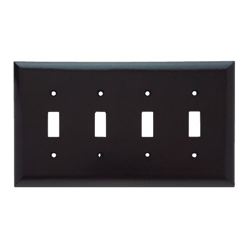 Pass & Seymour® SPJ4 Junior Jumbo Toggle Wallplate, 4 Gangs, Brown, 5 in, Thermoplastic